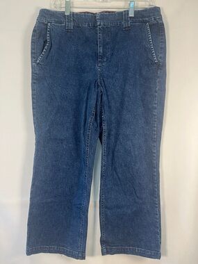 Vintage Tommy Hilfiger Mid-Rise Wide-Leg Carpenter Jeans Dark Wash Denim Size 14